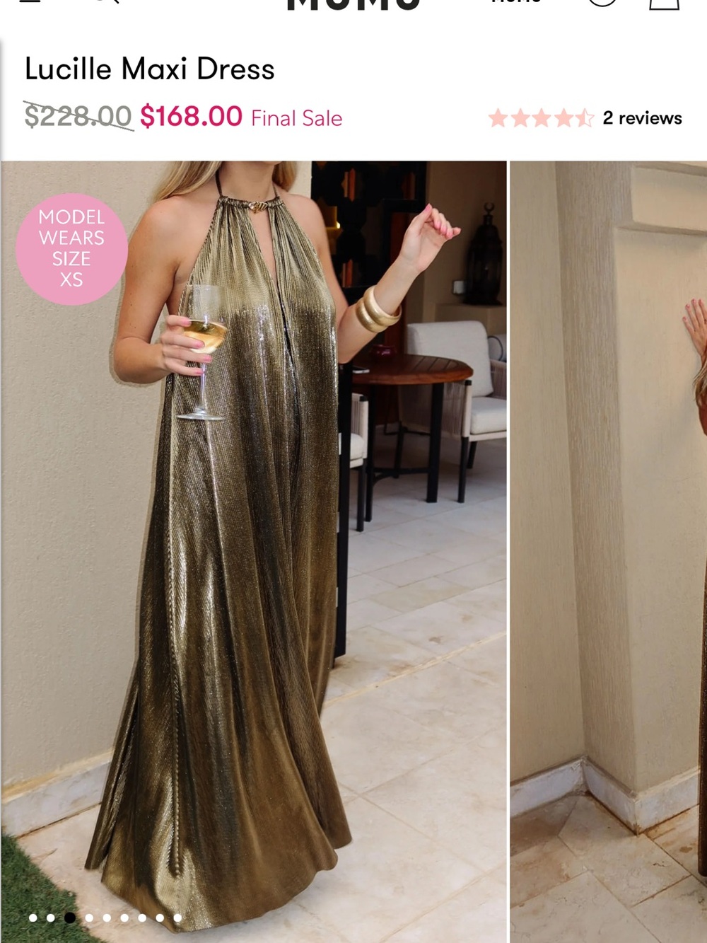 Show Me Your MuMu Lucille Maxi Dress in Metallic Gold BNWT